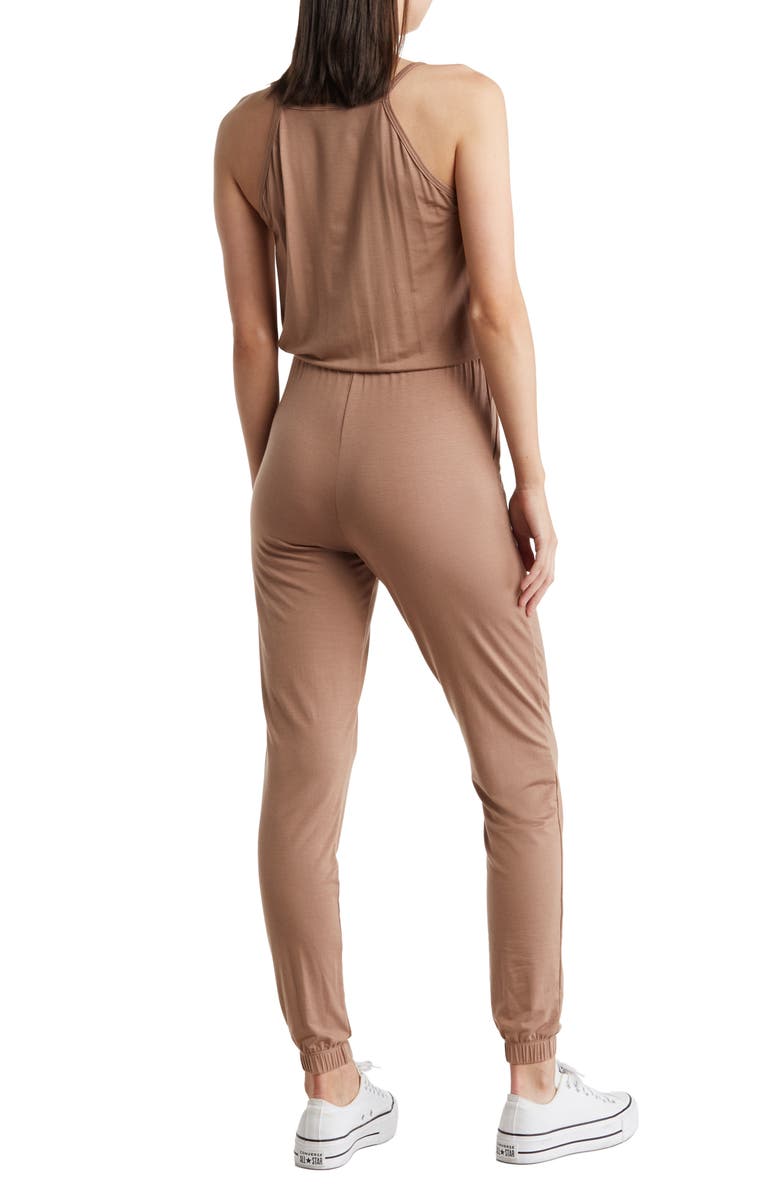 GO COUTURE Sleeveless Drawstring Waist Jumpsuit, Alternate, color, Sienna