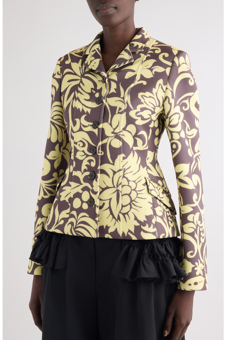 Belia Historical Floral Scuba Knit Jacket, Alternate, color, TAUPE