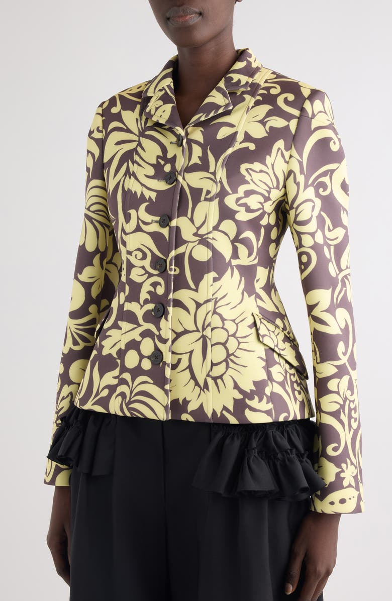 Dries Van Noten Belia Historical Floral Scuba Knit Jacket, Alternate, color, Taupe