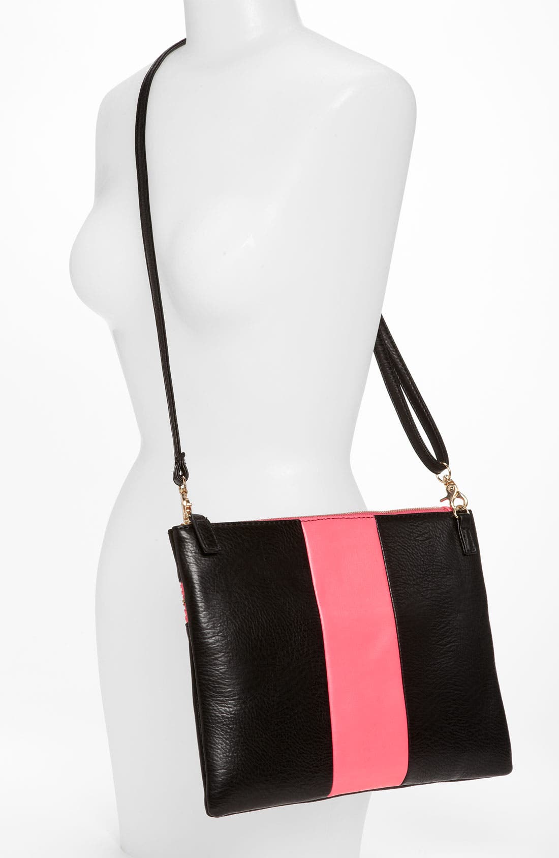 Colorblock Convertible Clutch, Alternate, color, BLACK NEON PINK