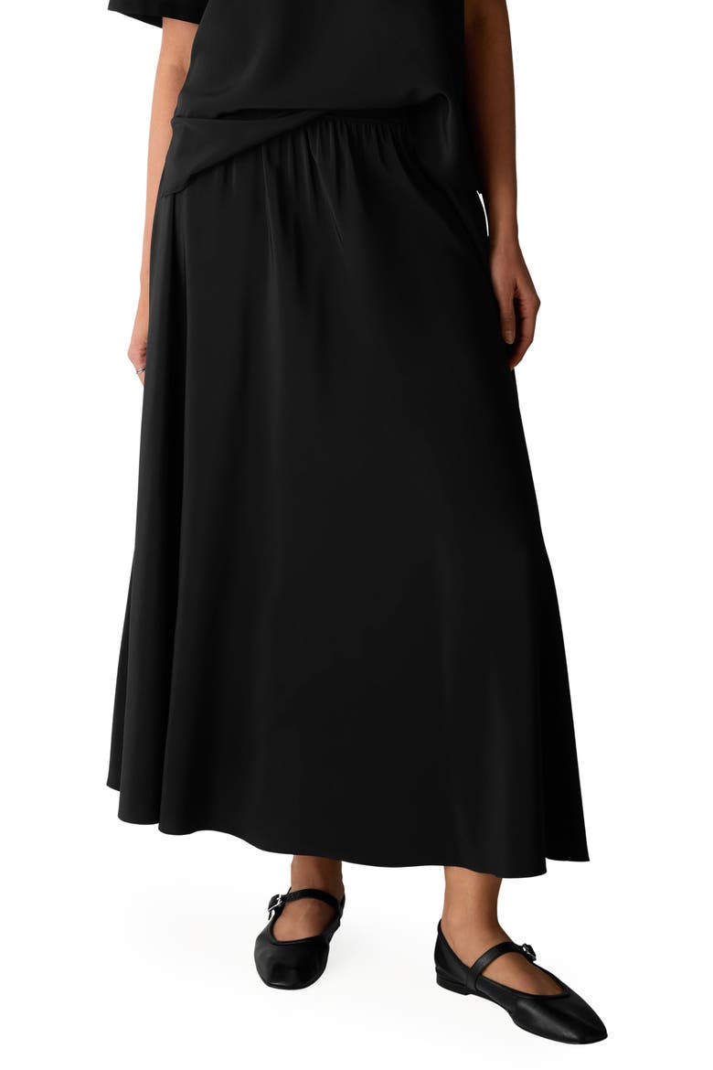 Silk Circle Maxi Skirt, Main, color, BLACK