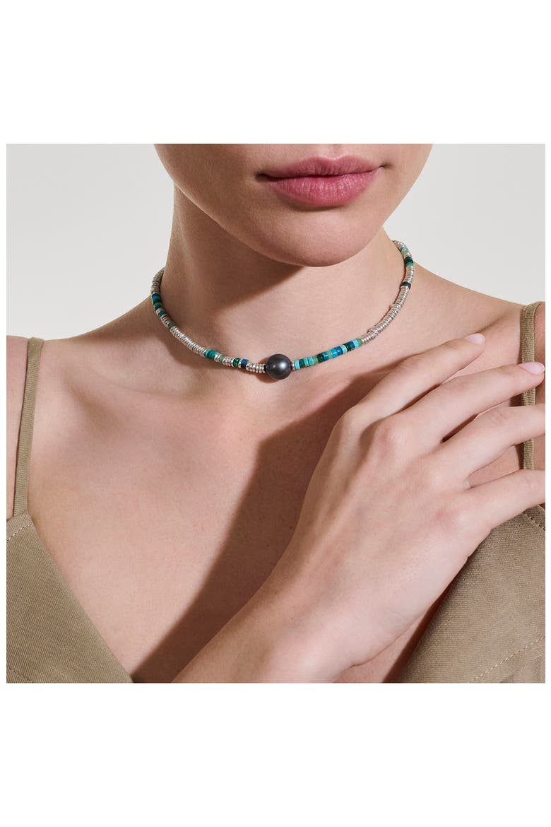 Heishi Freshwater Pearl & Bead Necklace, Alternate, color, SILVER/ TURQUOISE
