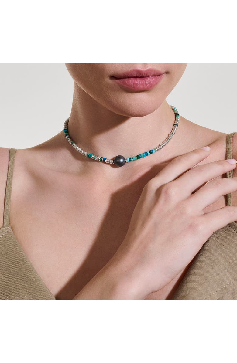John Hardy Heishi Freshwater Pearl & Bead Necklace, Alternate, color, Silver/ Turquoise