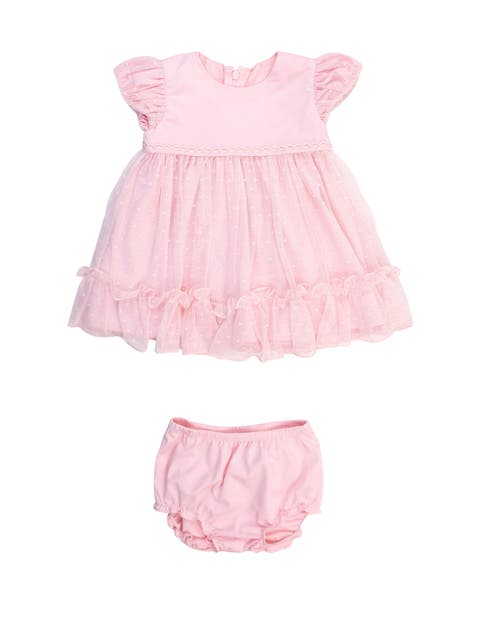 Baby Girls Dotted Tulle Dress & RuffleButt Set