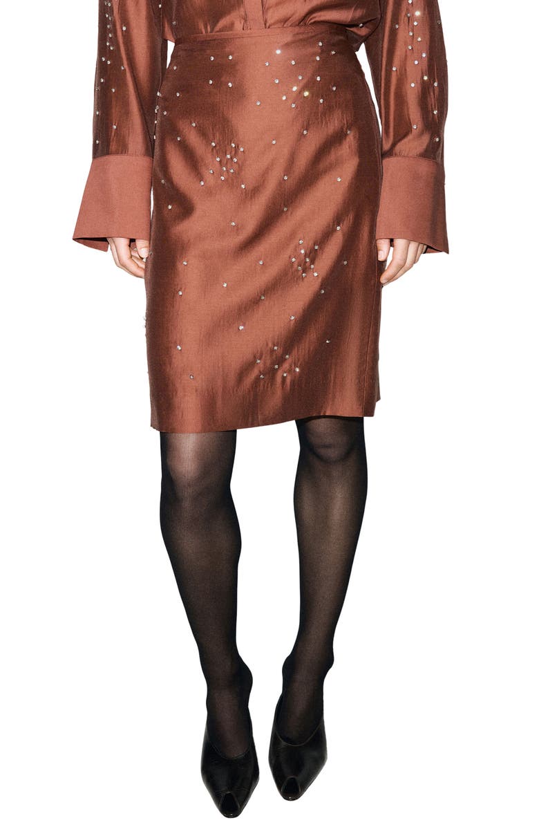 MANGO Crystal Embellished Midi Skirt, Main, color, 