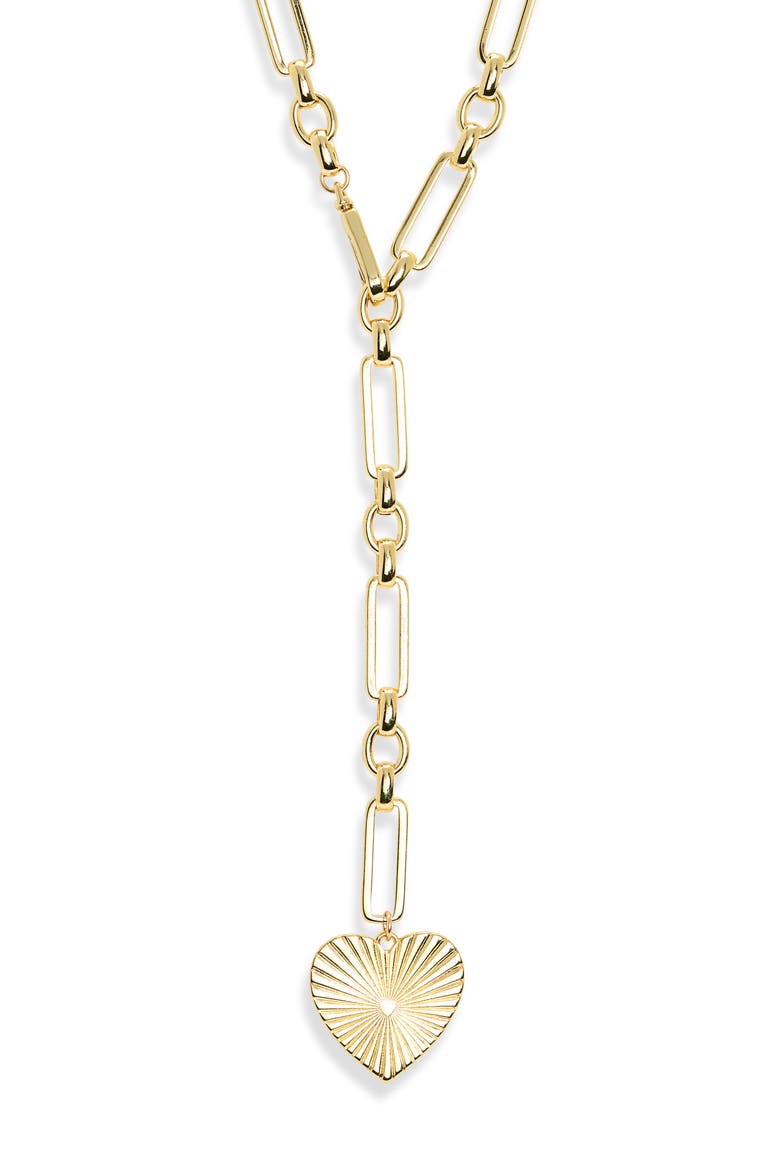 Emiele Heart Pendant Lariat Necklace, Main, color, GOLD