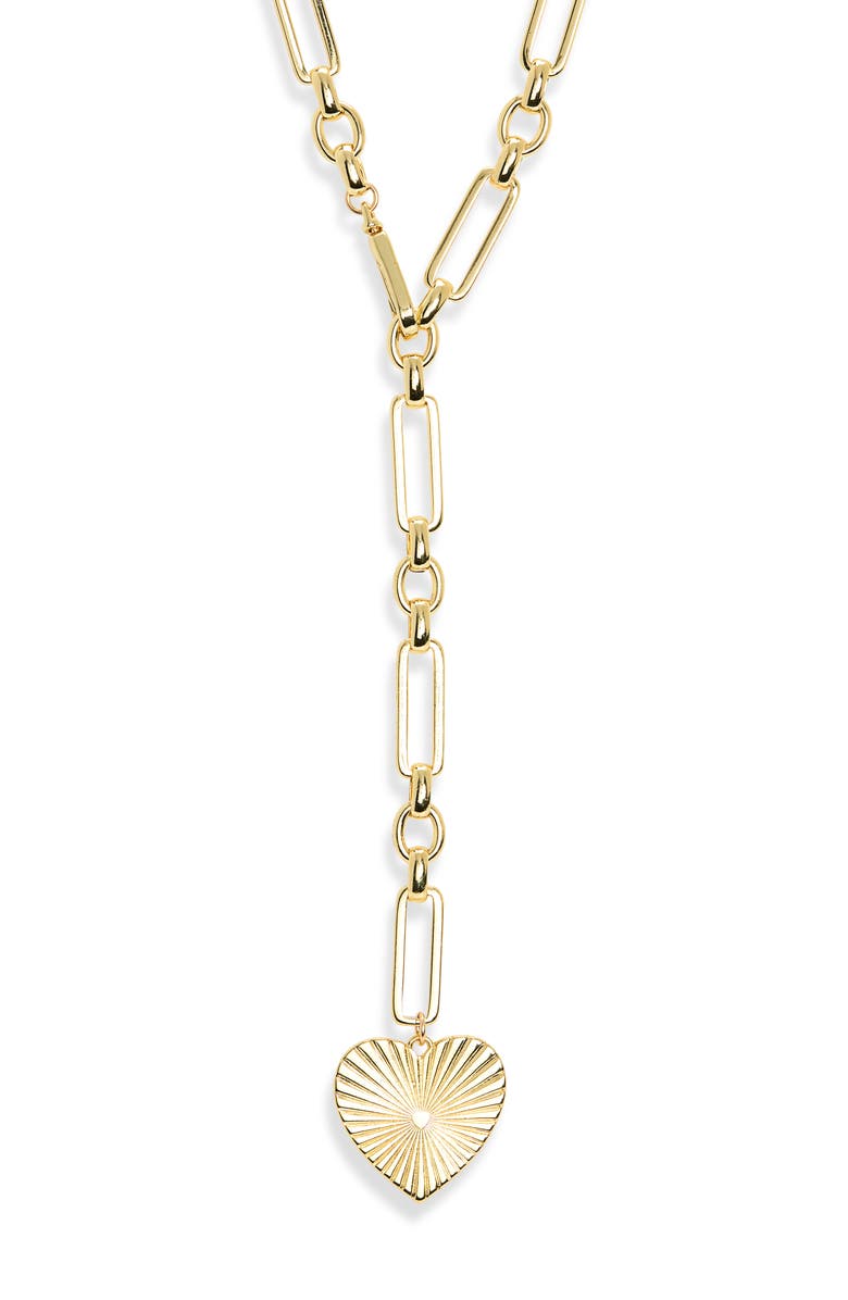 Bracha Emiele Heart Pendant Lariat Necklace, Main, color, Gold