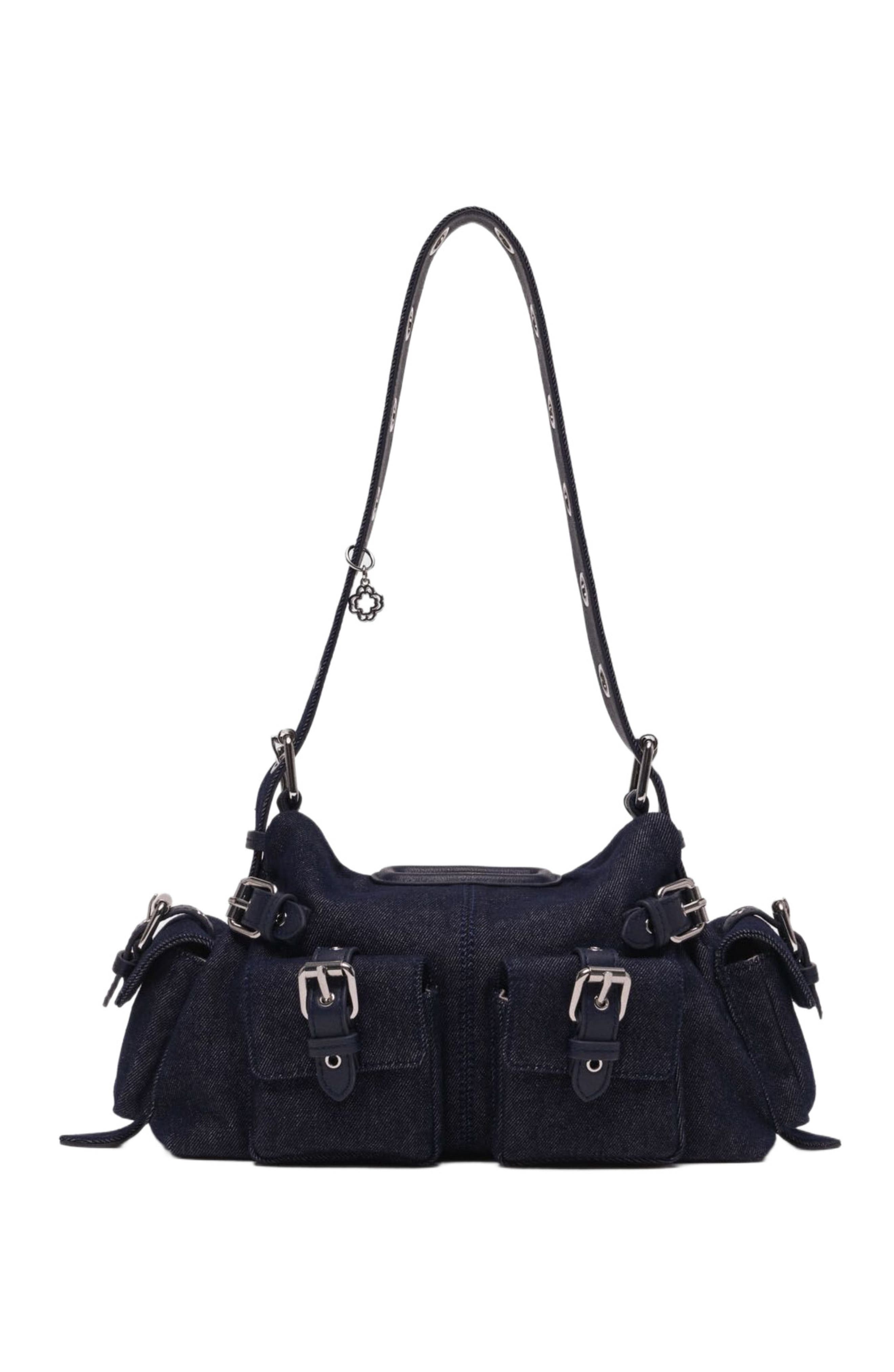 maje Miss M pockets denim bag, Main, color, Navy