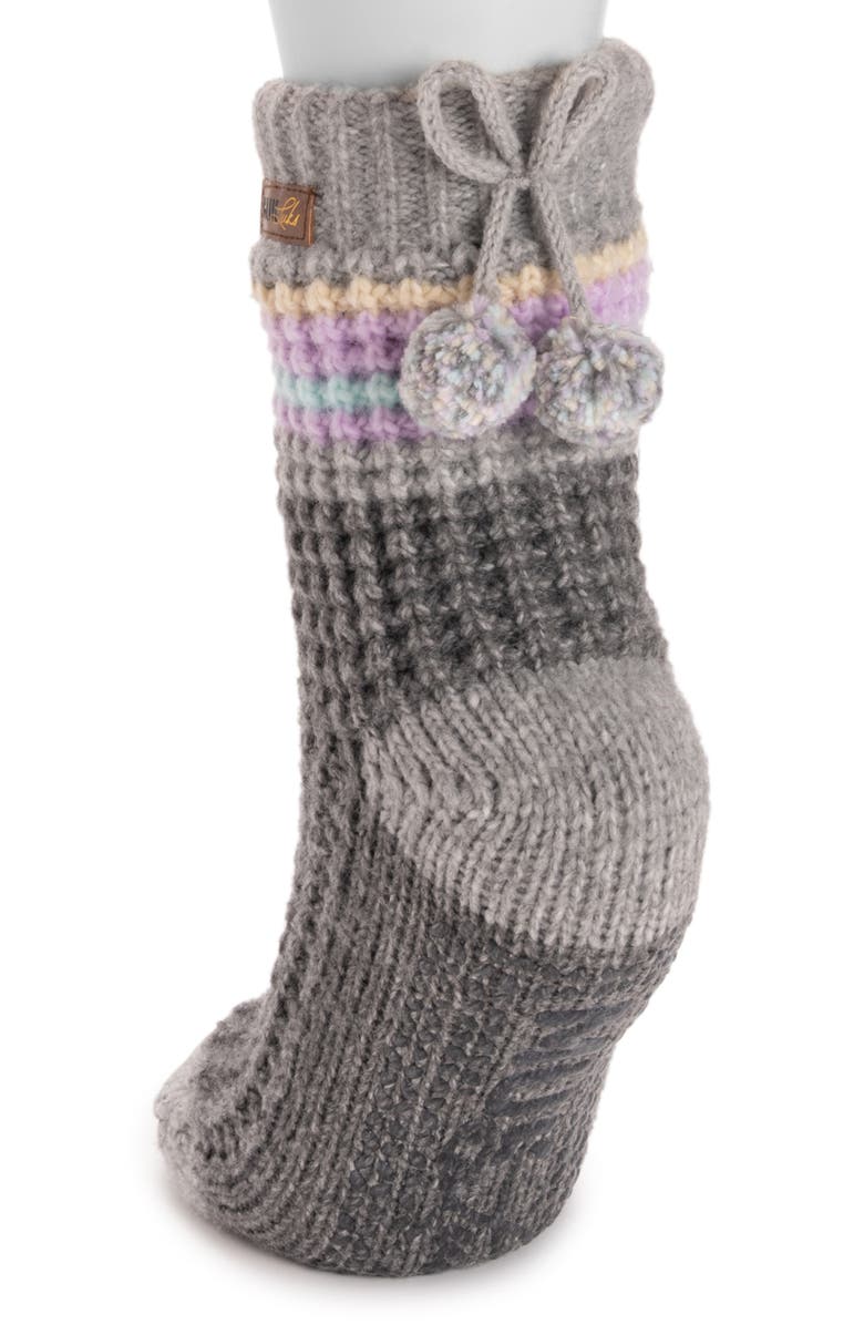 MUK LUKS Waffle Cottage Crew Sock, Alternate, color, Grey