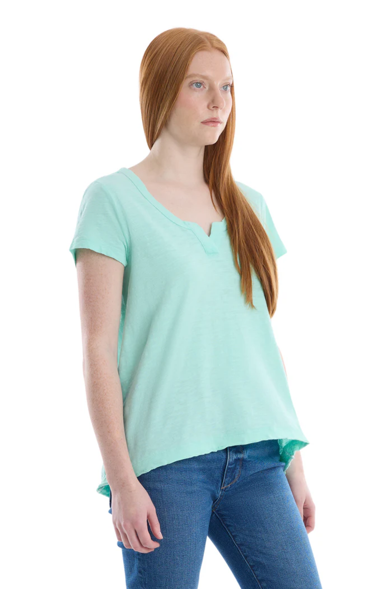 Short Sleeve Placket Hi-Lo Tee, Alternate, color, Cabbage