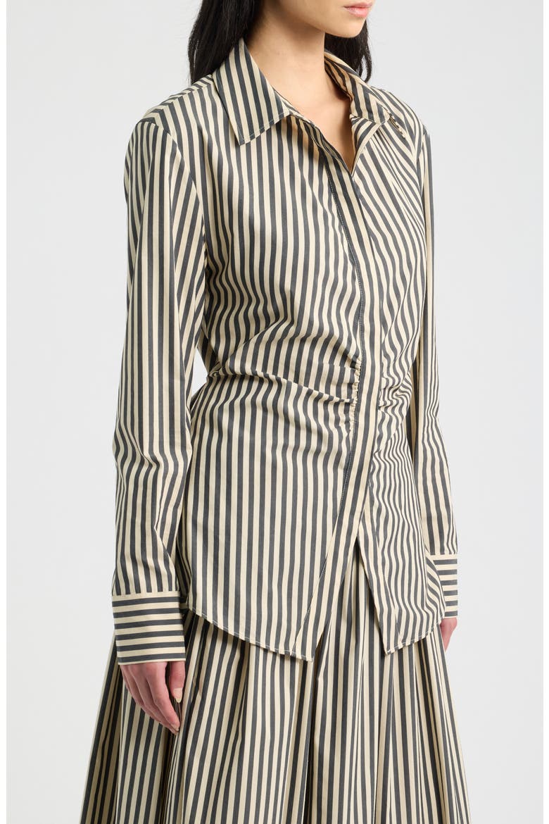 The Tinsley Striped Button-Up Shirt, Alternate, color, NOIR KHAKI