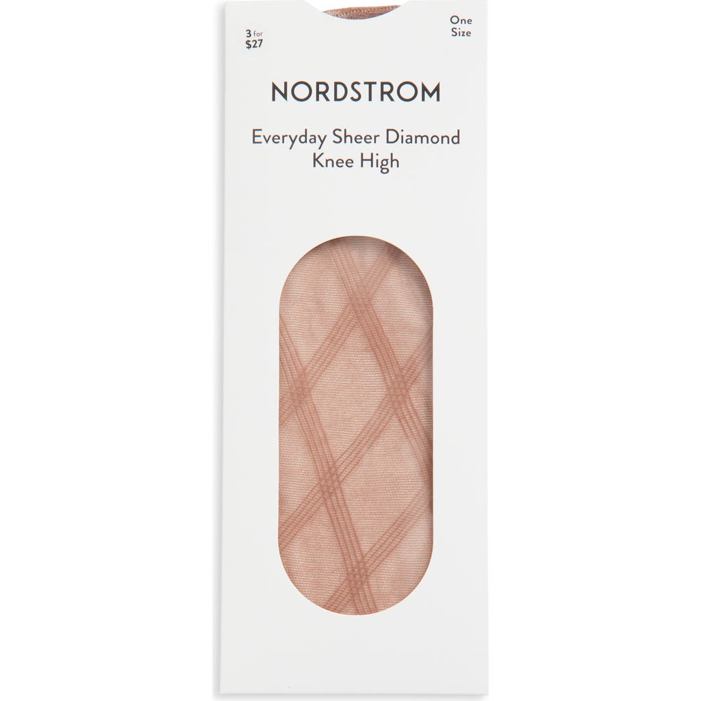 Shop Nordstrom Everyday Sheer Diamond Knee High Socks In Brown Clove