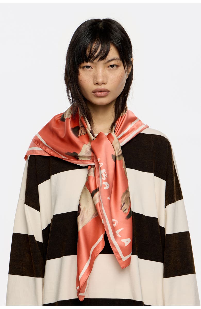 Bimba y Lola Pugs Scarf, Alternate, color, Coral