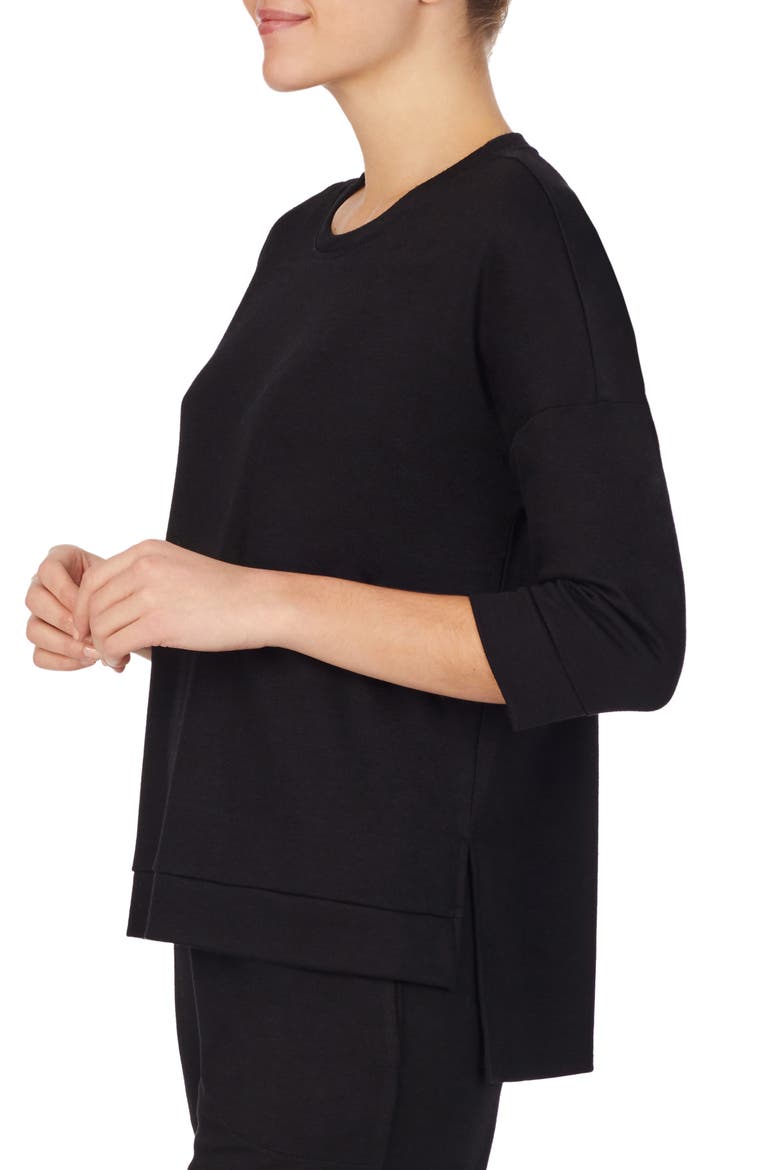 Double Knit High/Low Pullover, Alternate, color, BLACK
