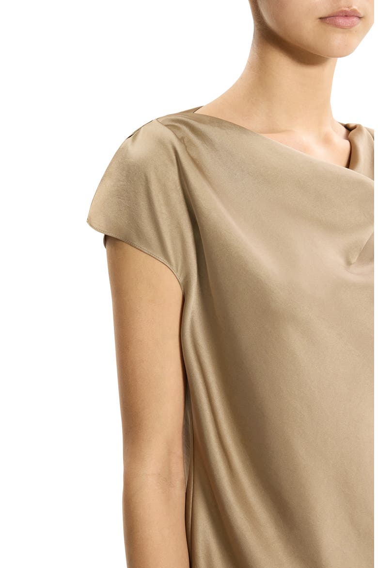 Cowl Neck Single Short Sleeve Satin Top, Alternate, color, MOCHA TAUPE
