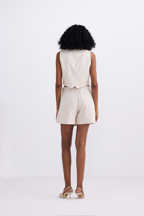 Reistor Cropped Cotton Tweed Vest Set In Chestnut Twist