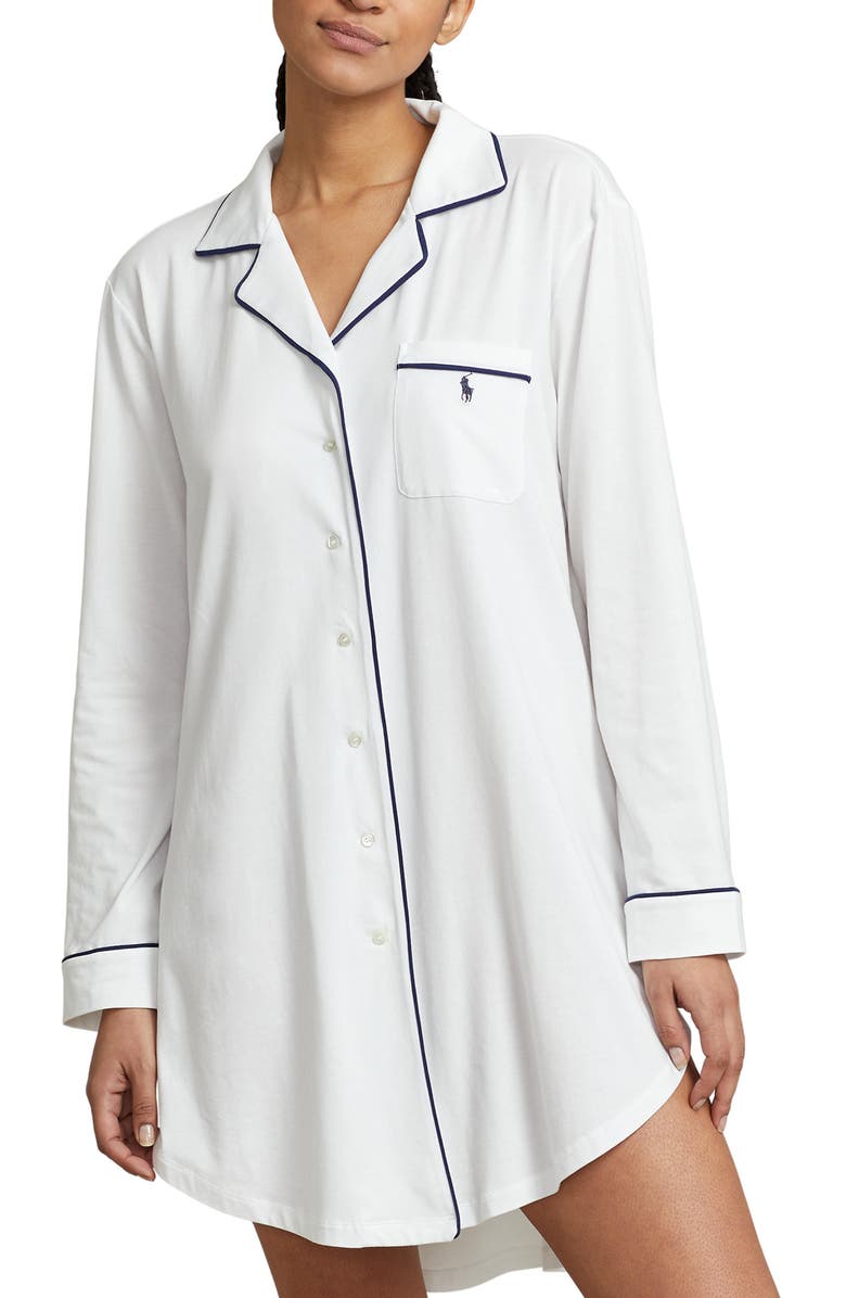Polo Ralph Lauren Cotton Blend Sleepshirt, Alternate, color, White Cloud