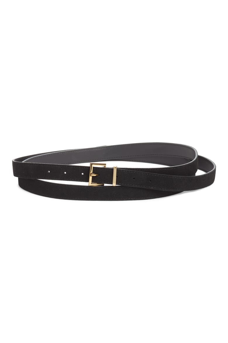 The Double Wrap Leather Belt, Main, color, BLACK