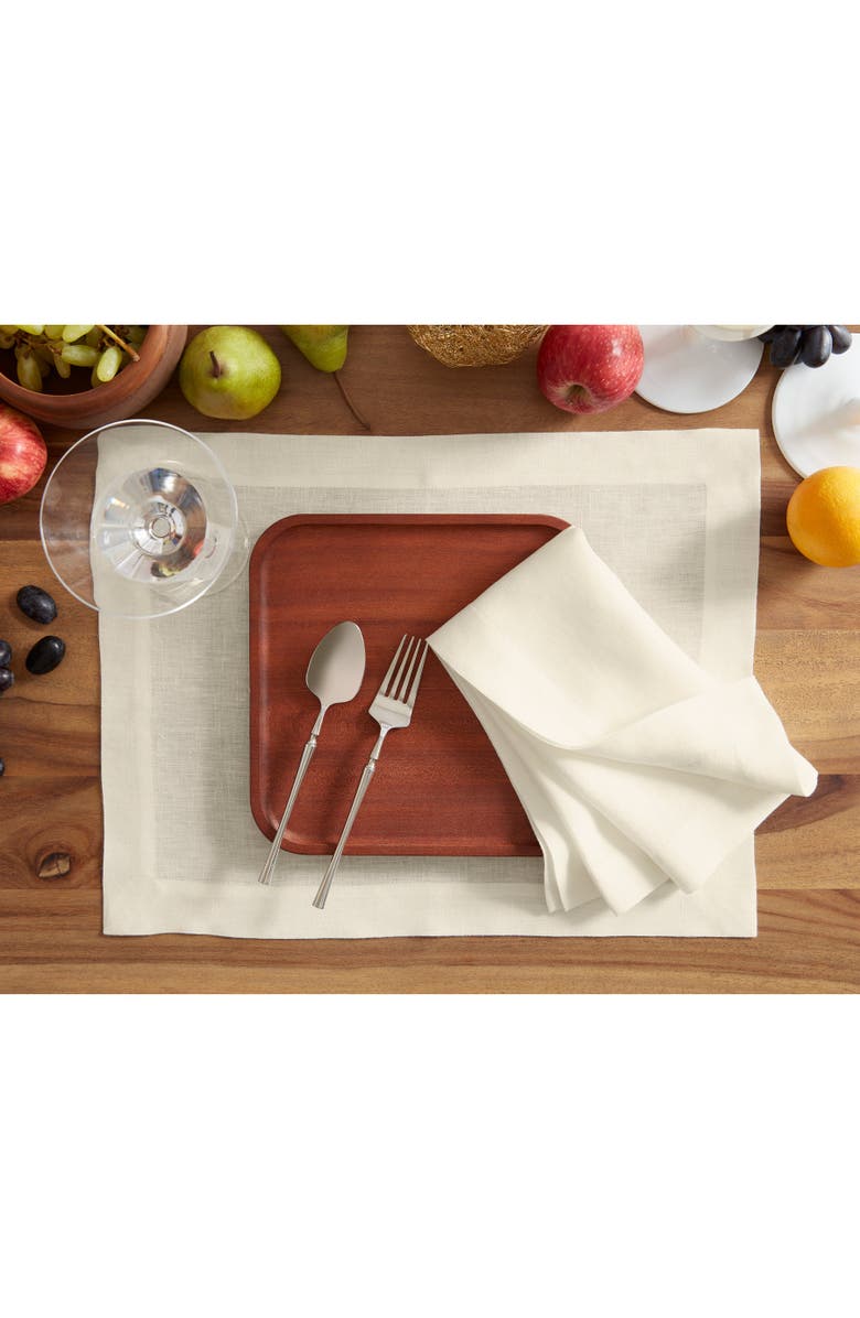 Solino Home Linen Placemats Set of 4, 14 x 19 Inch for Dining Table, Holiday and Everyday Table Decor - Sonoma, Alternate, color, Ivory