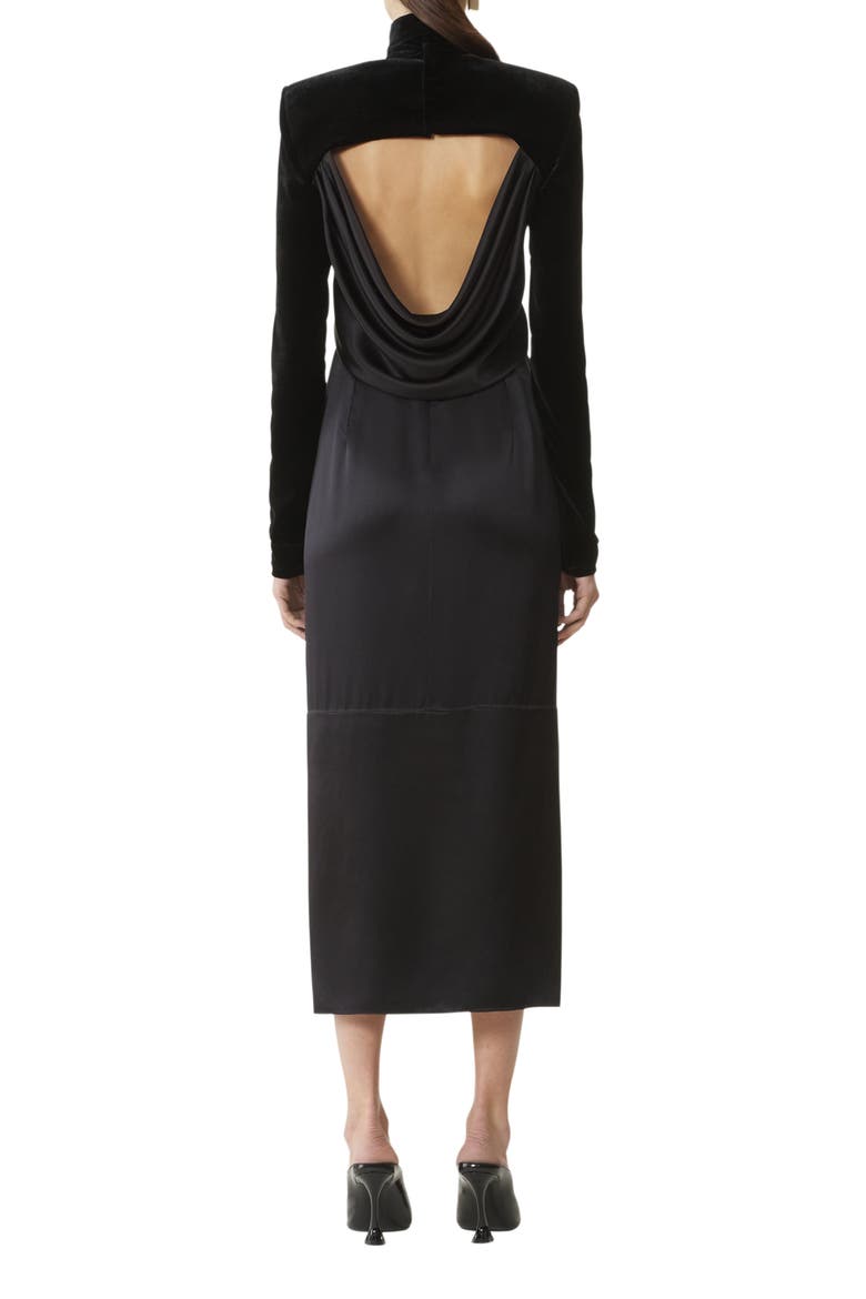 Velvet Midi Dress, Alternate, color, Black