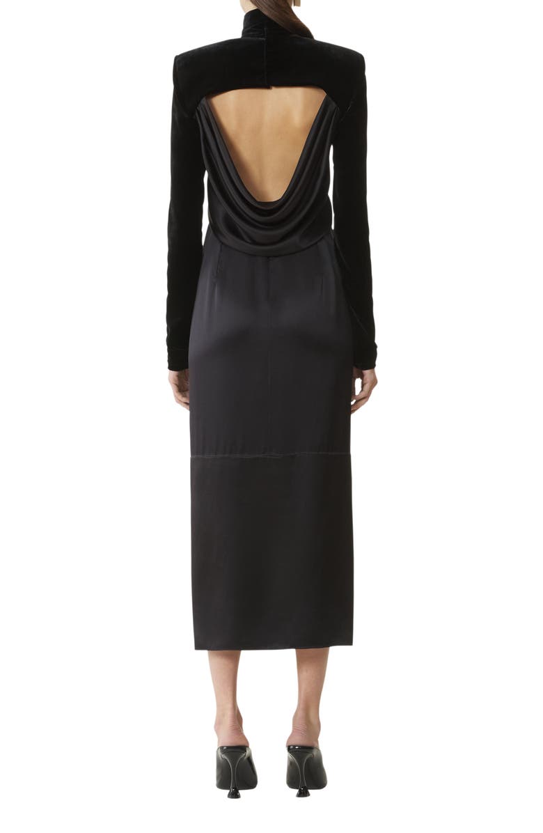 Lanvin Velvet Midi Dress, Alternate, color, Black