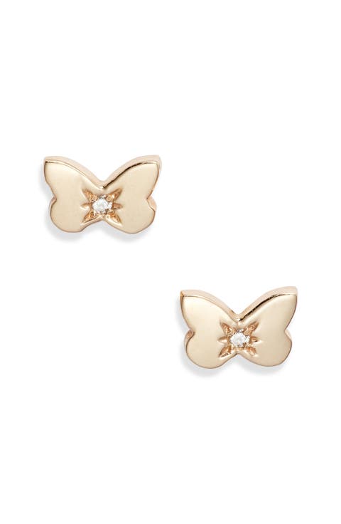 Mini Diamond Butterfly Stud Earrings