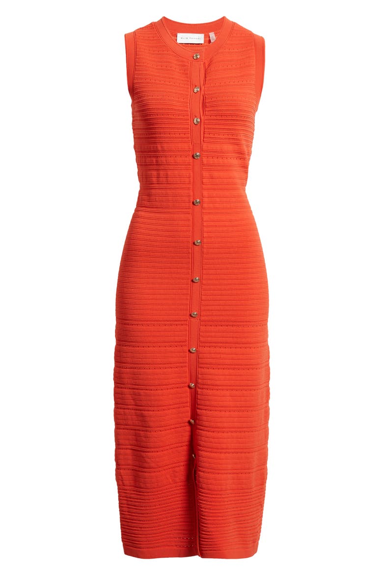 The Alessandra Sleeveless Button Front Knit Midi Dress, Alternate, color, ORANGE DREAM