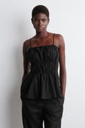 COS Gathered Cotton Peplum Top