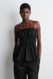 COS Gathered Cotton Peplum Top