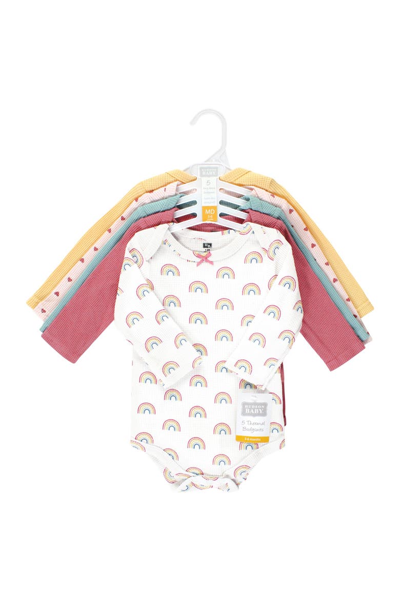 Thermal Long Sleeve Bodysuits, Alternate, color, Creative Rainbows