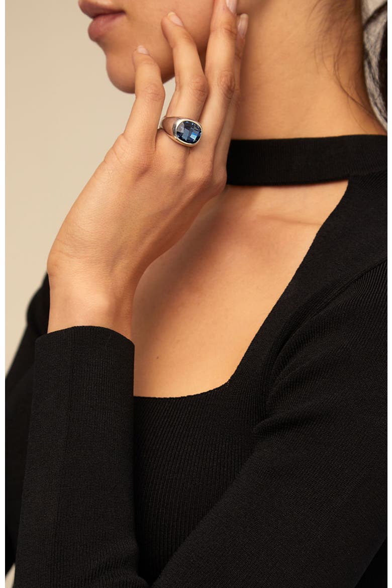 Blue Crystal Ring, Alternate, color, Silver