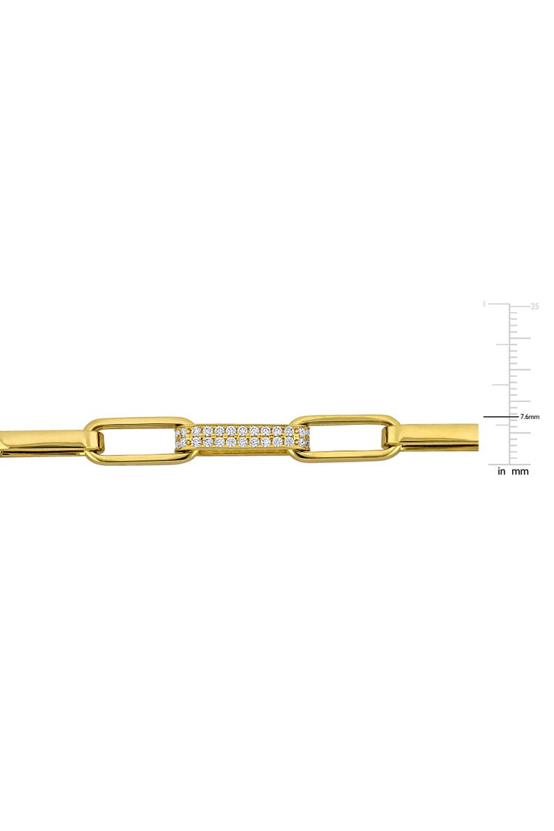 Cubic Zirconia Paperclip Link Necklace 14k, Alternate, color, 14k Yellow Gold