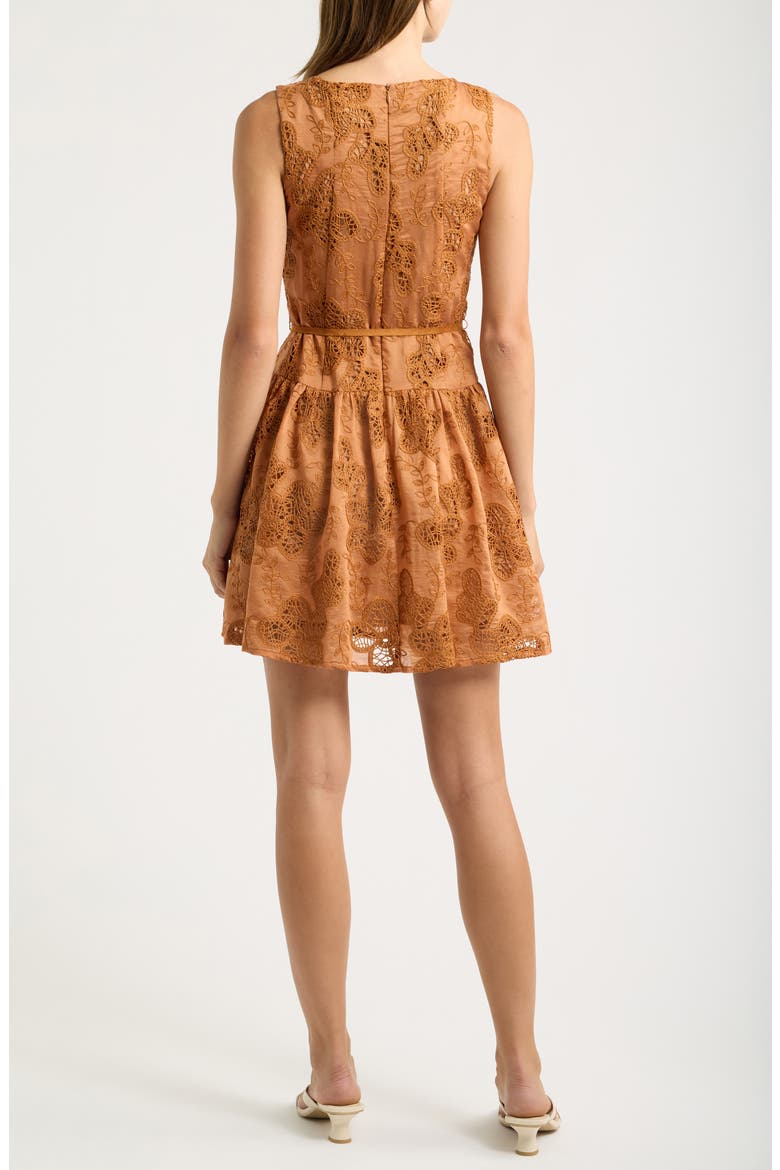 Embroidered Sleeveless Minidress, Alternate, color, RUST