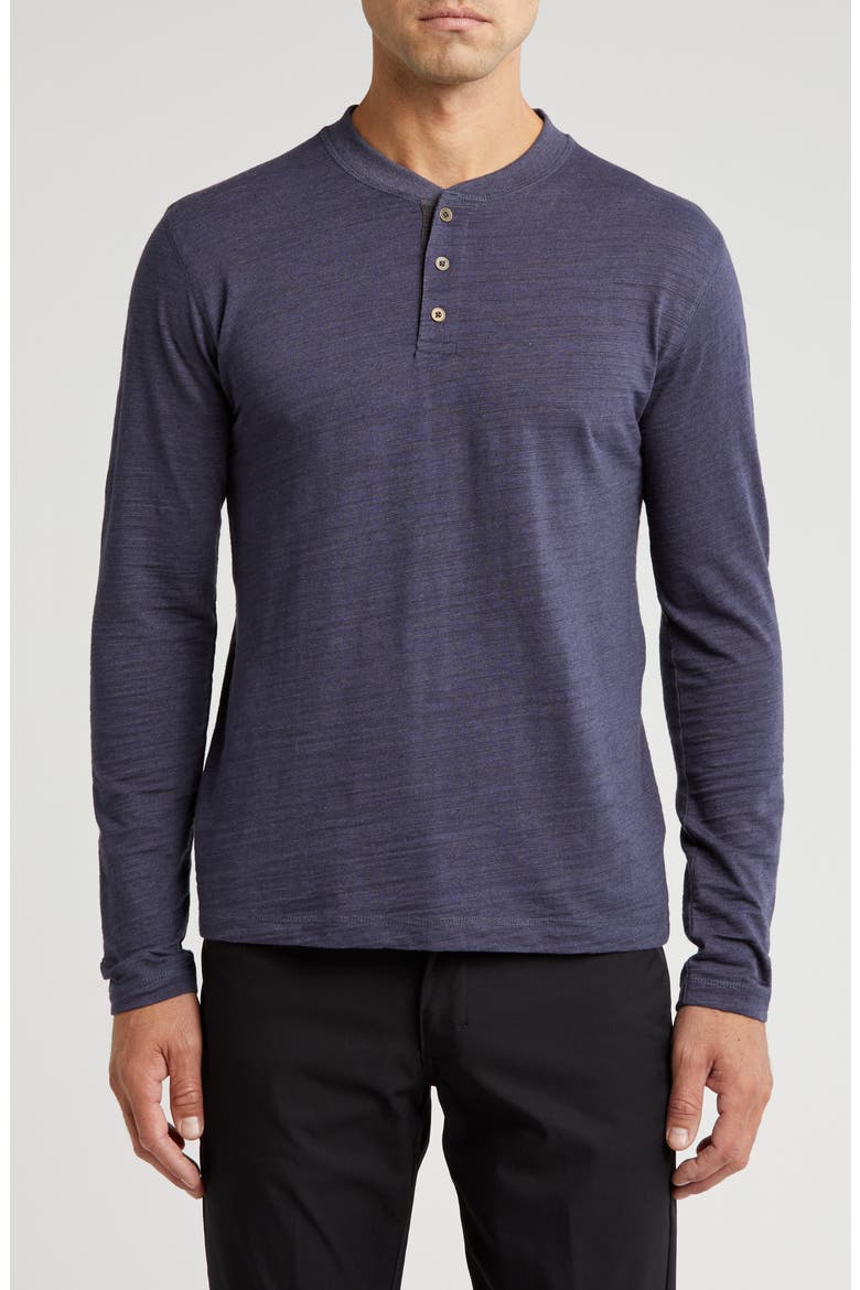 Slub Jersey Knit Long Sleeve Henley, Main, color, NAVY BLUE HEATHER