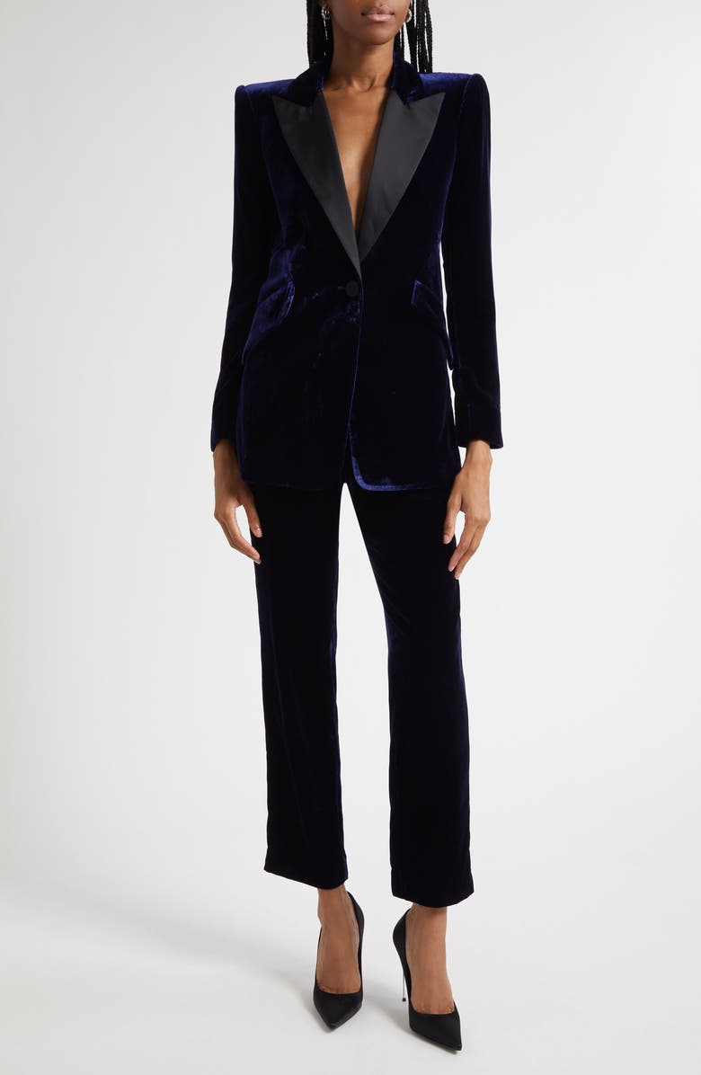 L'AGENCE Rebel Velvet Straight Leg Pants, Alternate, color, Midnight