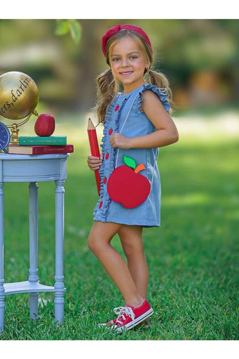 A is For Apple Denim Dress, Alternate, color, Blue