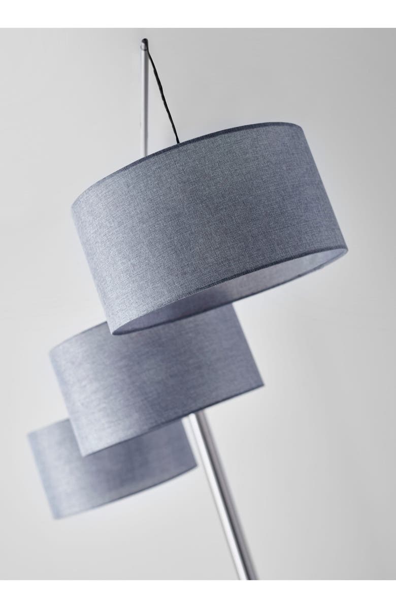 ADESSO LIGHTING Wellington 3-Arm Arc Floor Lamp, Alternate, color, Brushed Steel
