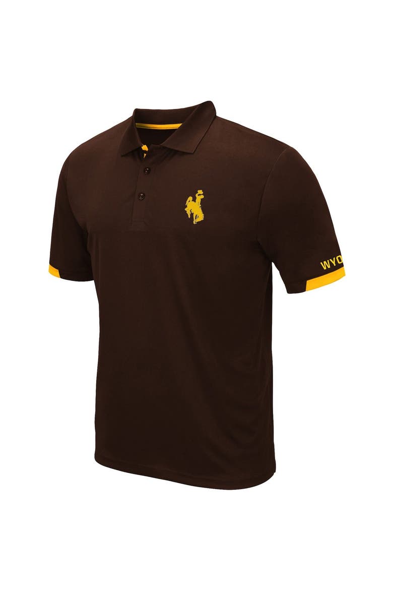 Men's Colosseum Brown Wyoming Cowboys Santry Lightweight Polo, Alternate, color, Brown