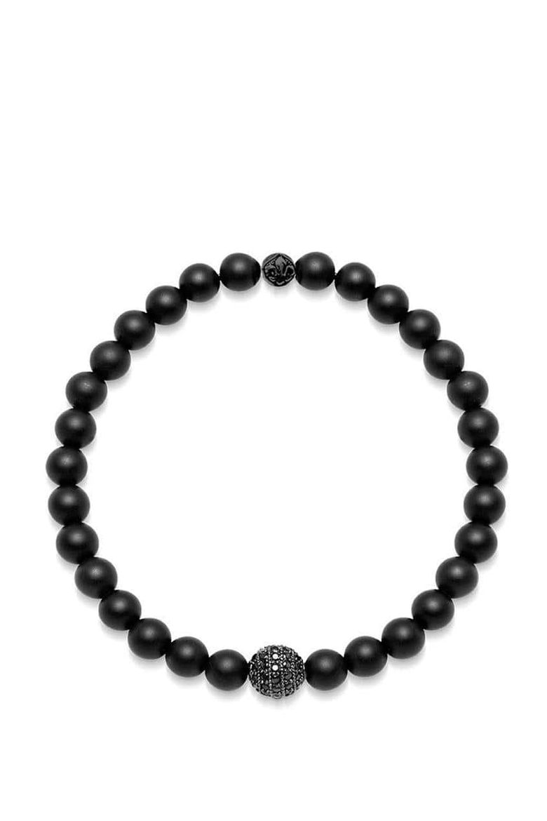 Matte Onyx and Black CZ Diamond Wristband, Main, color, Black