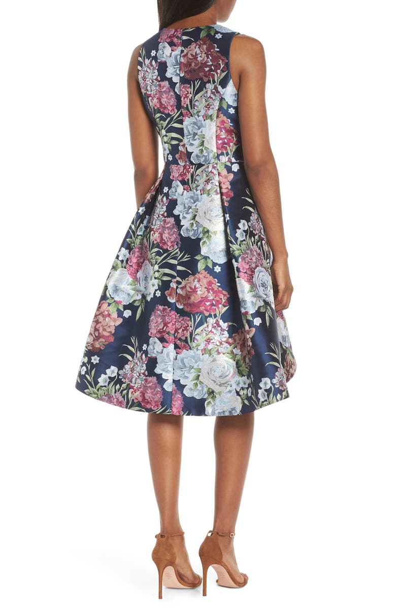 Eliza J Floral Jacquard Fit & Flare Dress, Alternate, color,