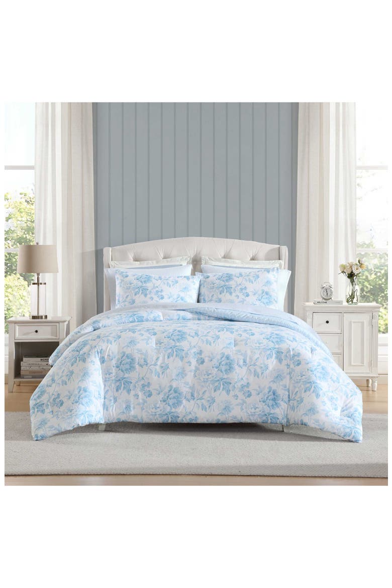 Anja Toile Washed Microfiber Comforter Set, Alternate, color, LIGHT/ BLUE