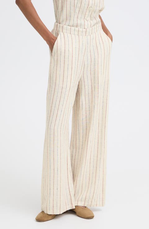 Wide Leg Linen Blend Pants