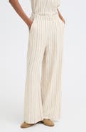 ICHI Wide Leg Linen Blend Pants