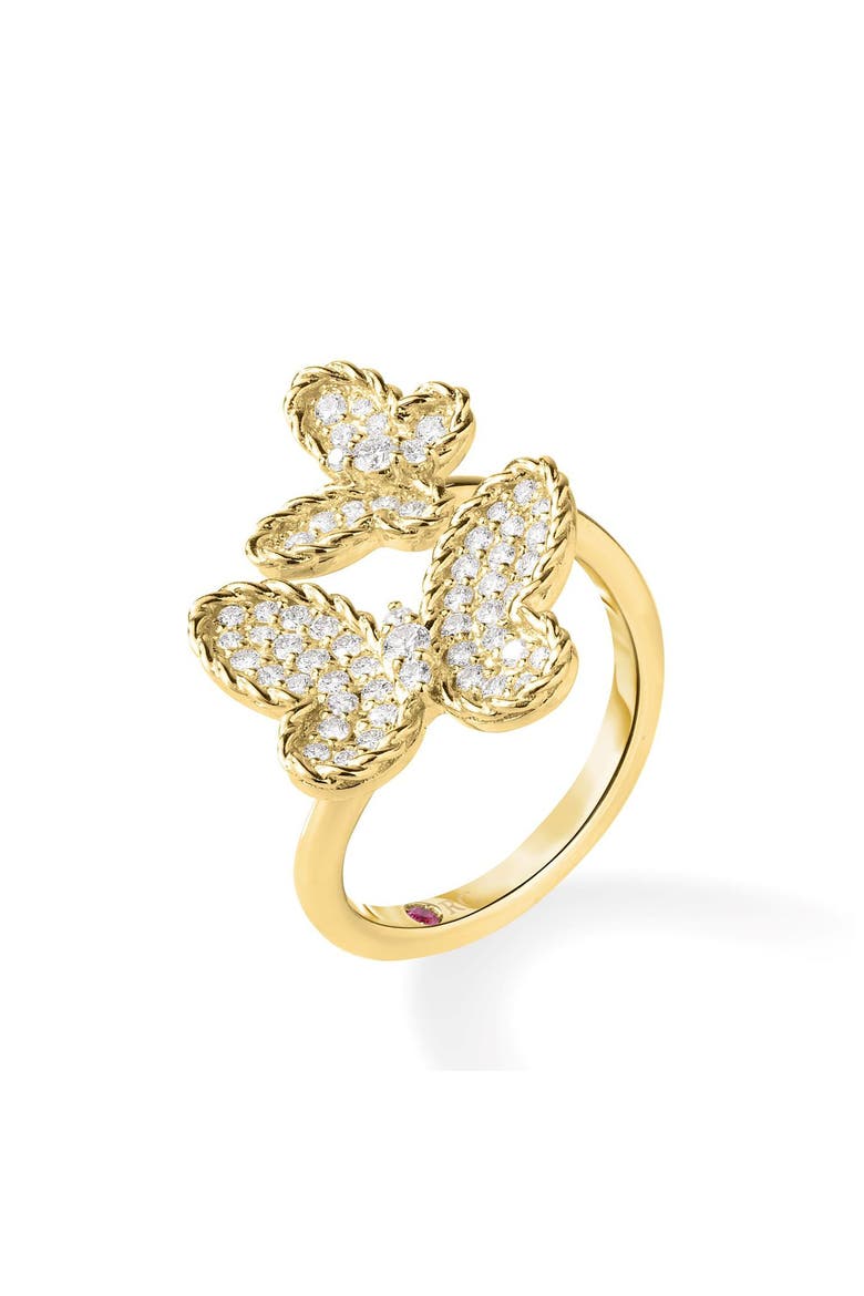 Jasmine 18K Gold Diamond Pavé Double Butterfly Ring, Main, color, YELLOW GOLD