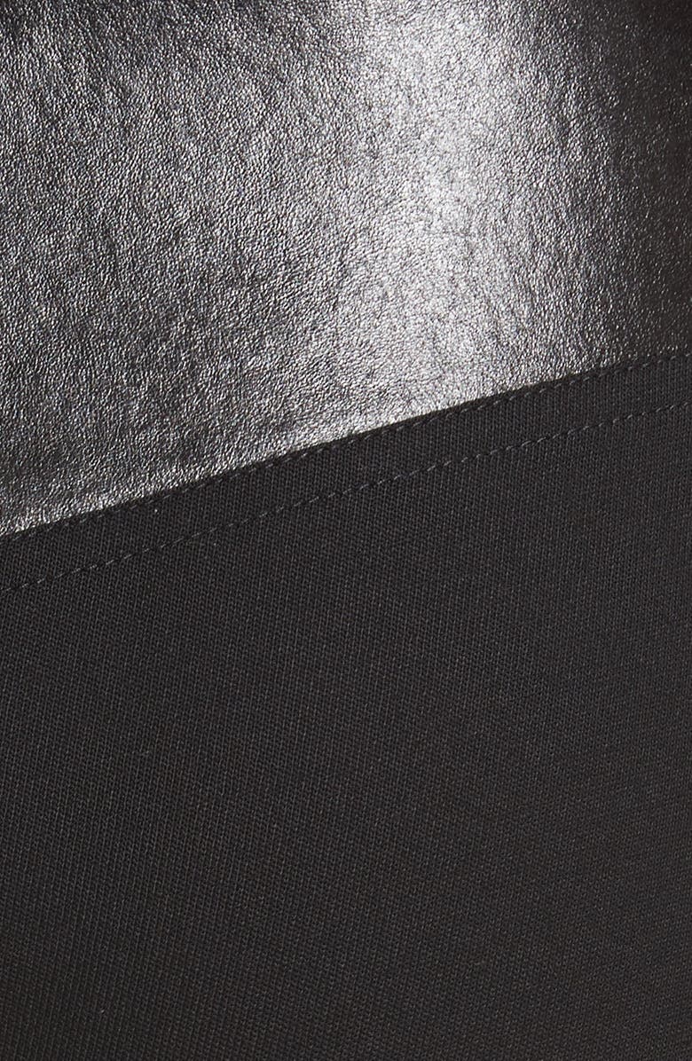 Helmut Lang Textured Suiting & Leather Garter Flare Pants, Alternate, color, 