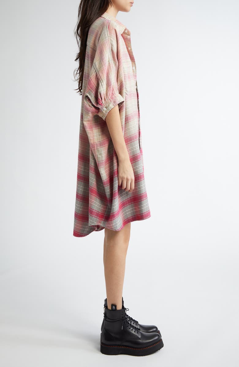 R13 Oversize Boxy Plaid Cotton Flannel Shirtdress, Alternate, color, 