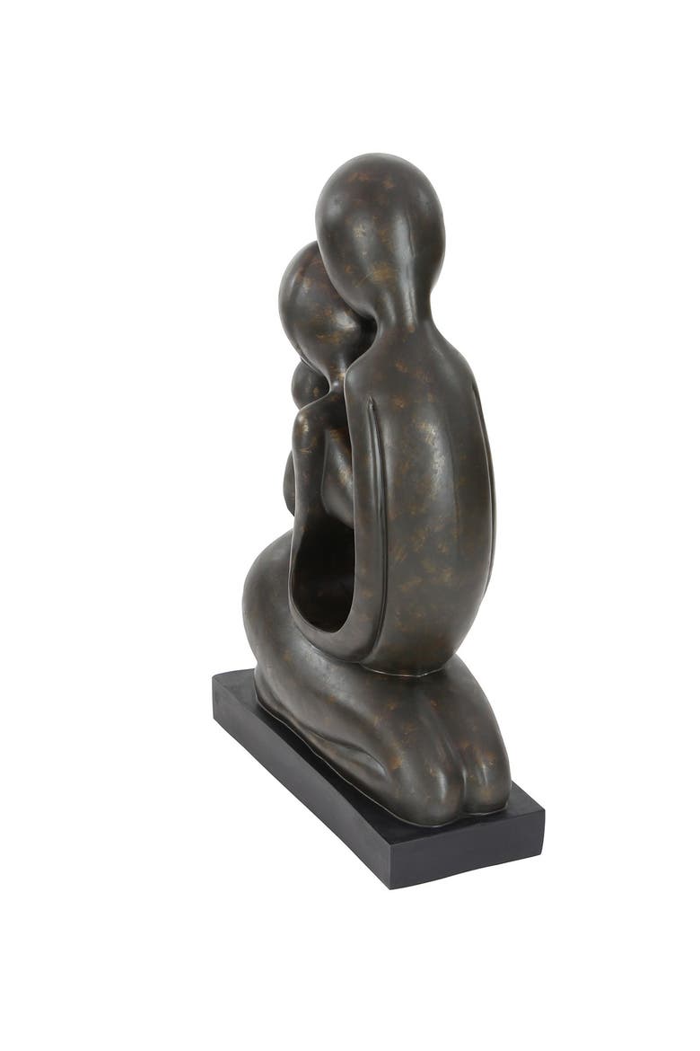 Brown Polystone Kissing People Sculpture, Alternate, color, BROWN