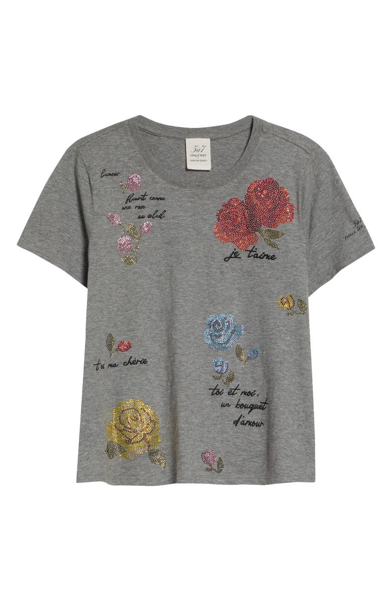 Cinq à Sept Heat Set Rhinestone Graphic T-Shirt, Alternate, color, Charcoal Heather Grey/ Multi