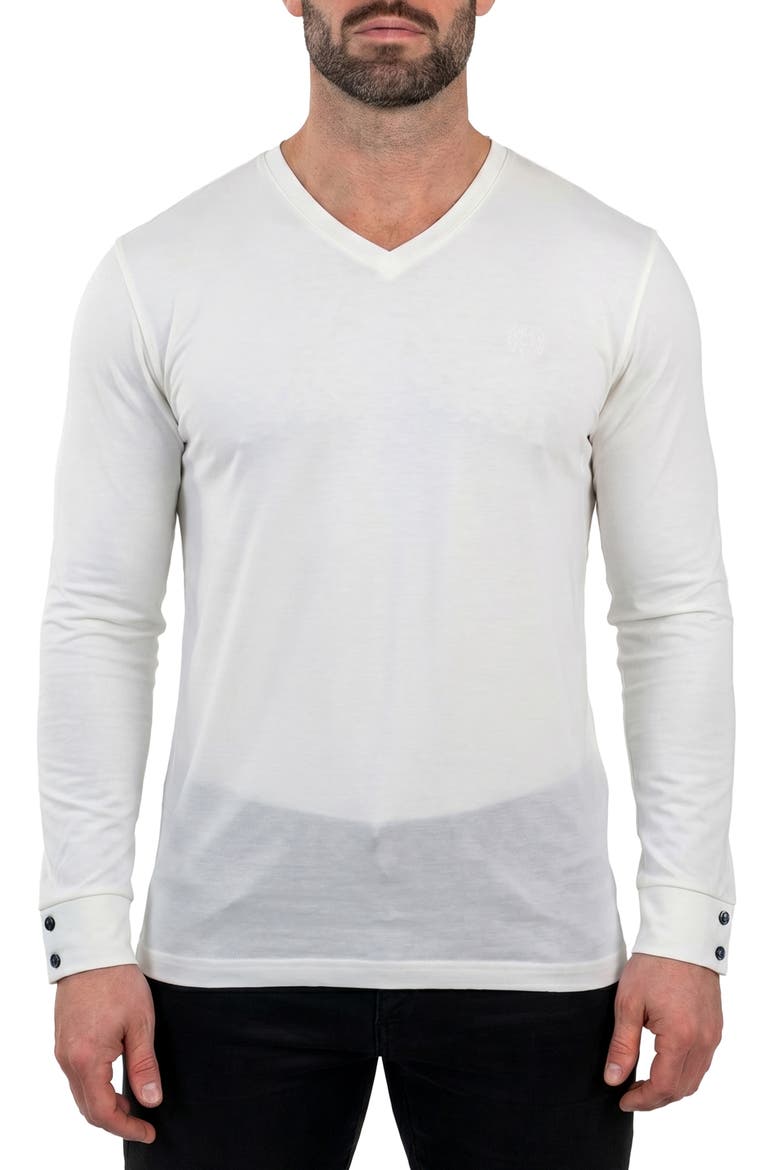 Rissa V-Neck Long Sleeve T-Shirt, Main, color, WHITE