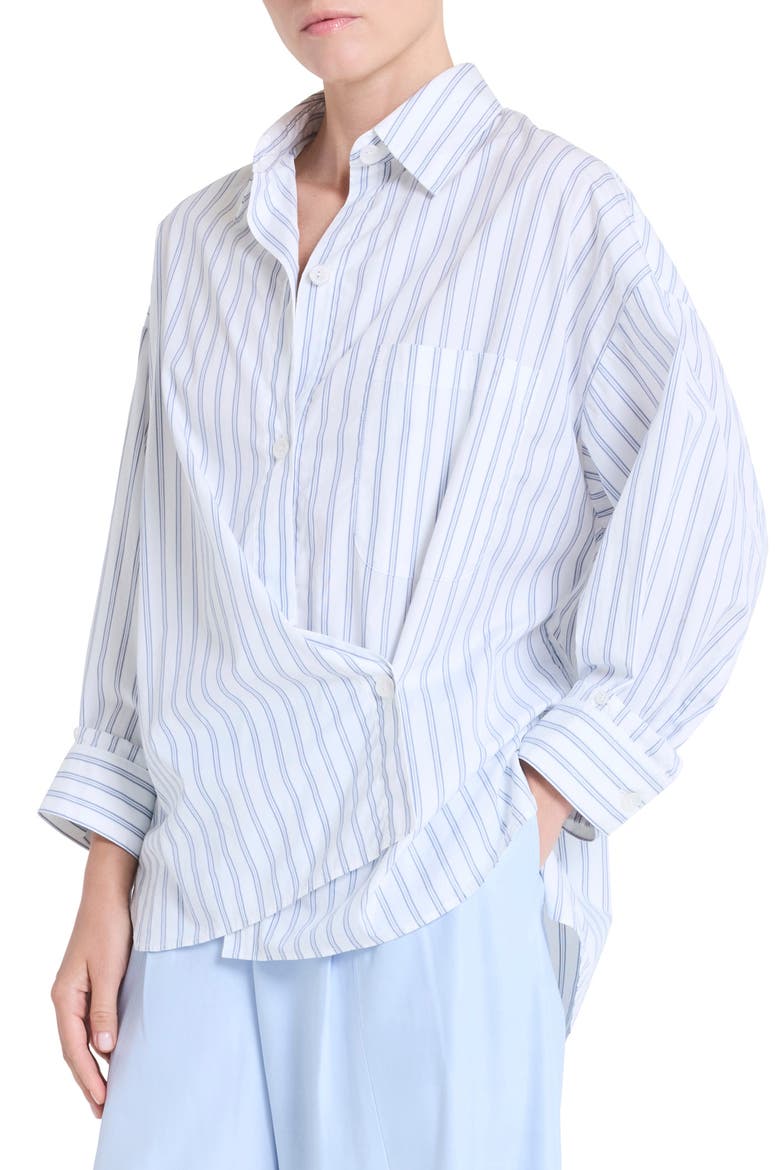 New Earl Stripe Cotton Button-Up Shirt, Alternate, color, WHITE / MIDNIGHT